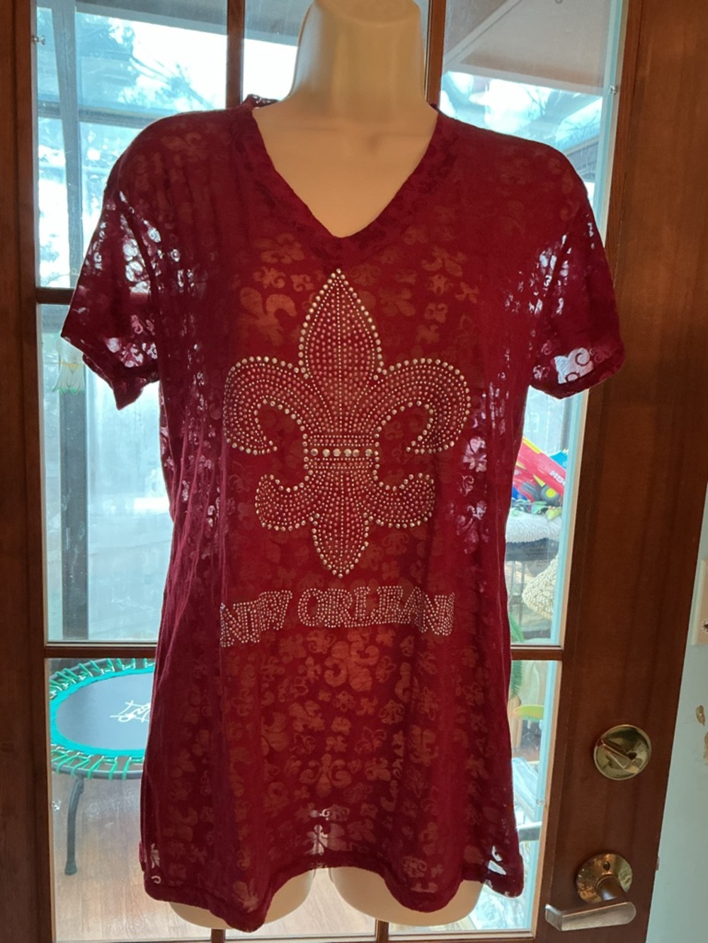 New Orleans Top with Rhinestone Fleur-de-Lis